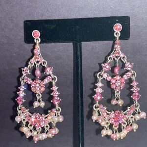 Pink Chandelier Statement Earrings